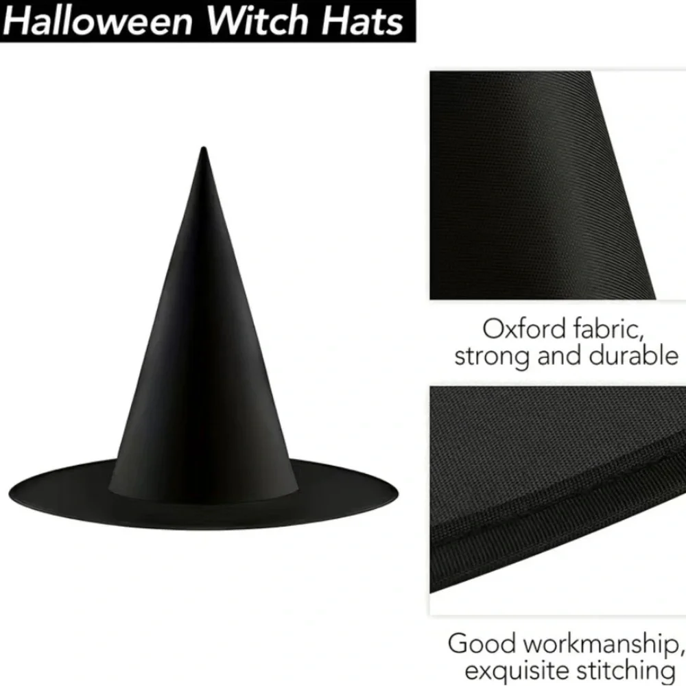 Set of 5 Halloween Black Witch Hat Fall Festival Octoberfest Party Costume